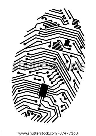 Motherboard fingerprint for security or computer concept design. Vector version also available in gallery