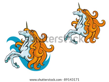 Magic Unicorn Horse In Cartoon Style For Fantasy Design, Such A Logo ...