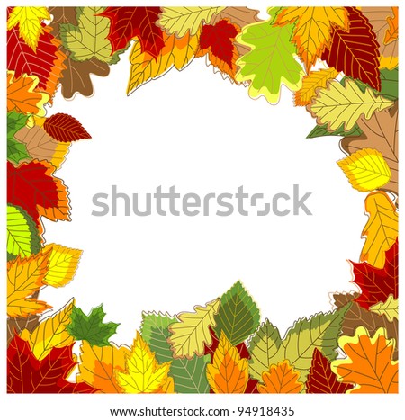 Autumnal frame with falling leaves for seasonal design. Vector version also available in gallery