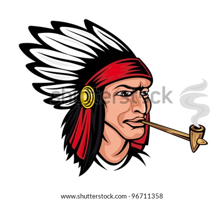 Native American Brave In Cartoon Style For History Concept Or Tattoo ...