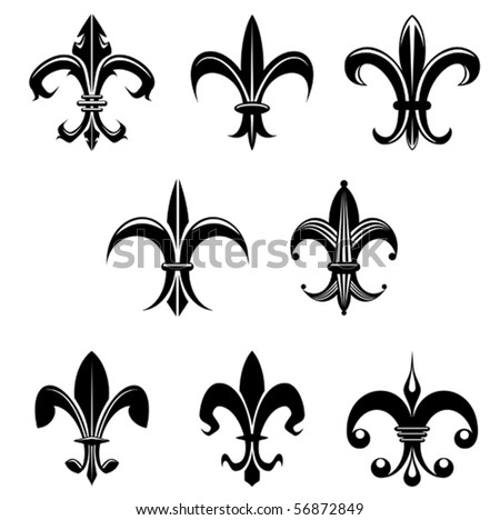 Royal french lily symbols – also as emblem or logo template. Jpeg version also available
