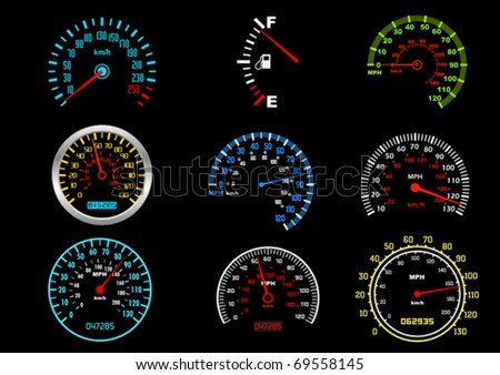 Set of car speedometers for racing design. Jpeg version also available in gallery