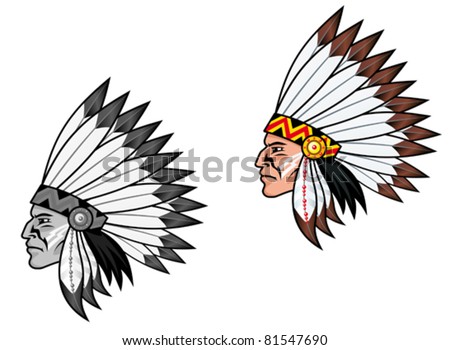 Indigenous people in national costume for tattoo design, such a logo. Jpeg version also available in gallery