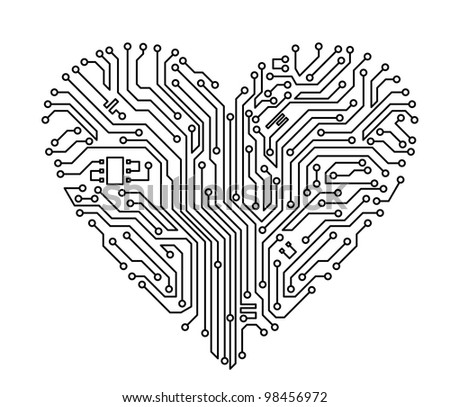 Computer heart with motherboard elements for technology concept design. Jpeg version also available in gallery