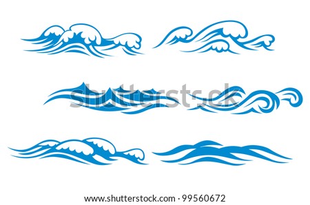 Wave symbols set for design isolated on white background, such  emblem or logo template. Jpeg version also available in gallery