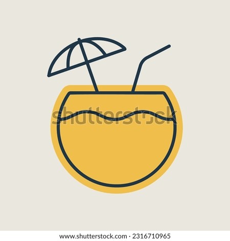 Coconut cocktail drink vector isolated icon. Summer sign. Graph symbol for travel and tourism web site and apps design, logo, app, UI
