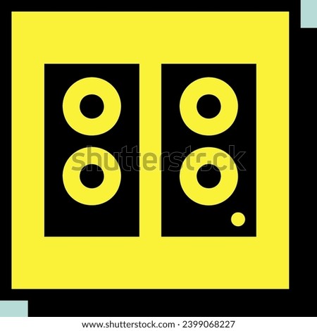 Two acoustic speaker vector neo-brutalism icon. Graph symbol for music and sound web site and apps design, logo, app, UI