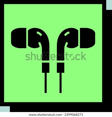 Earbuds headphone vector neo-brutalism icon. Music sign. Graph symbol for music and sound web site and apps design, logo, app, UI