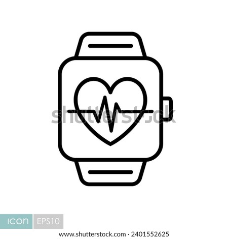 Smart watch shown heartbeat on screen vector icon. Graph symbol for fitness and weight loss web site and apps design, logo, app, UI