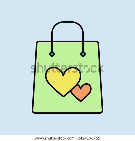 Gist bag with heart isolated vector icon. Graph symbol for retail web site and apps design, logo, app, UI