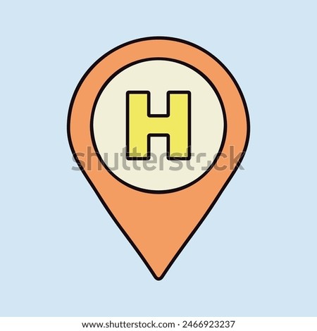 Hospital or heliport pointer vector flat icon. Medicine and medical support sign. Graph symbol for medical web site and apps design, logo, app, UI