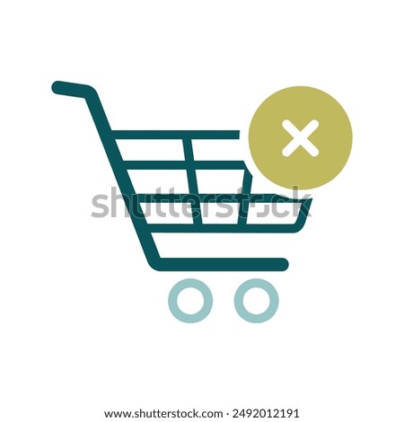 Shopping cart with cross sign. Cancel or delete purchase simple flat icon. E-commerce. Graph symbol for your web site design, logo, app, UI