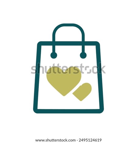 Gist bag with heart isolated vector icon. Graph symbol for retail web site and apps design, logo, app, UI