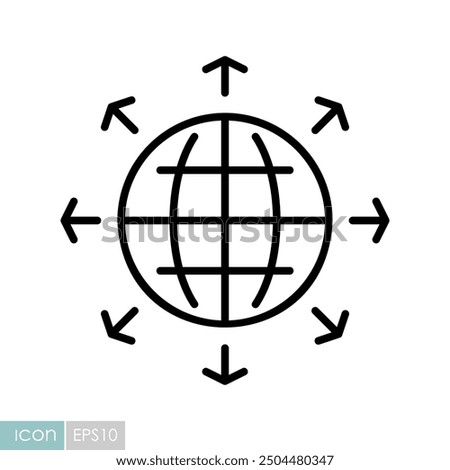 Arrows outside from globe vector icon. Global communication filled symbol. Security sign. Graph symbol for your web site design, logo, app, UI