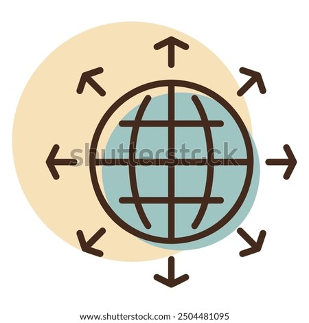 Arrows outside from globe vector icon. Global communication filled symbol. Security sign. Graph symbol for your web site design, logo, app, UI