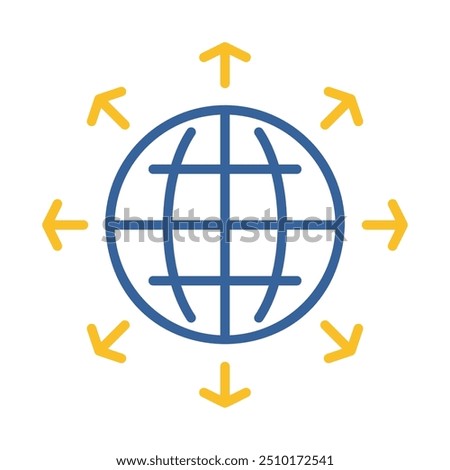 Arrows outside from globe vector icon. Global communication filled symbol. Security sign. Graph symbol for your web site design, logo, app, UI