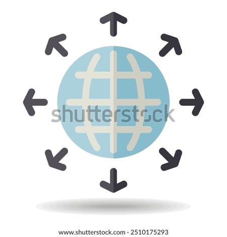 Arrows outside from globe vector icon. Global communication filled symbol. Security sign. Graph symbol for your web site design, logo, app, UI