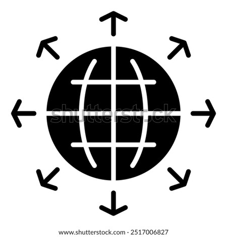 Arrows outside from globe vector icon. Global communication filled symbol. Security sign. Graph symbol for your web site design, logo, app, UI