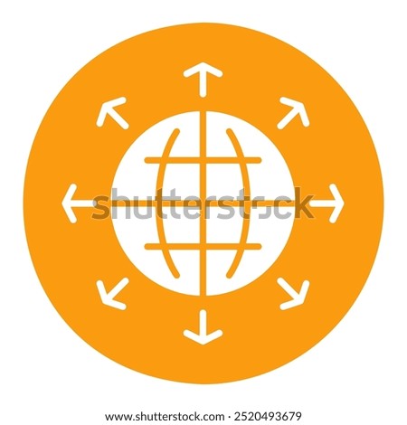 Arrows outside from globe vector icon. Global communication filled symbol. Security sign. Graph symbol for your web site design, logo, app, UI