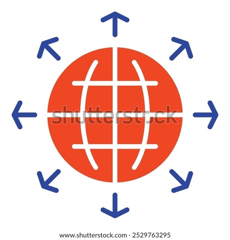 Arrows outside from globe vector icon. Global communication filled symbol. Security sign. Graph symbol for your web site design, logo, app, UI