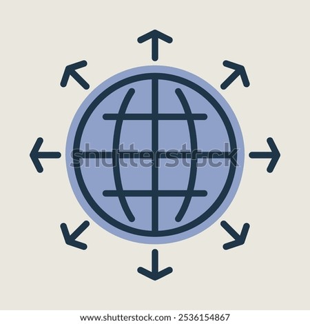 Arrows outside from globe vector icon. Global communication filled symbol. Security sign. Graph symbol for your web site design, logo, app, UI