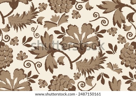 Traditional ethnic motifs ikat flora fabric pattern. Ikat embroidery Ethnic oriental background. Abstract, Texture, scarf, decoration, wallpaper