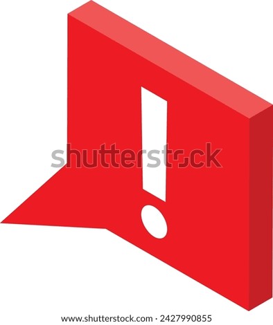 3D Isometric Red Alert Icon 