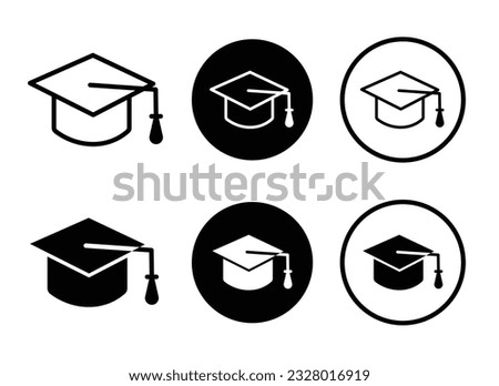 Graduation cap icon set. university graduate hat vector set. final academic graduation education sign. student academy cap symbol. diploma icon. master degree vector icon set. 