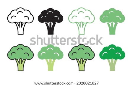 Broccoli line Icon vector set in black and green color. broccoli vegetable outline and fill icon set.