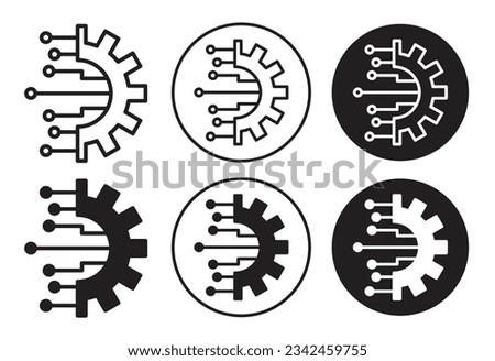 tech integration icon set. digital data coordinate technology vector symbol in black color. automation or workflow integrate engineering sign. suitable for apps and website UI designs.
