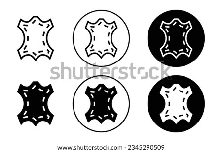 Leather icon set. Leather material texture vector symbol in black filled and outlined style.