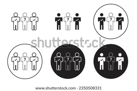 Absentees icon set. office employee absentees vector symbol. person missing sign in black filled and outlined style.