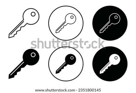 key icon set. house or car lock key vector symbol. secret key sign. password symbol in black filled and outlined style.