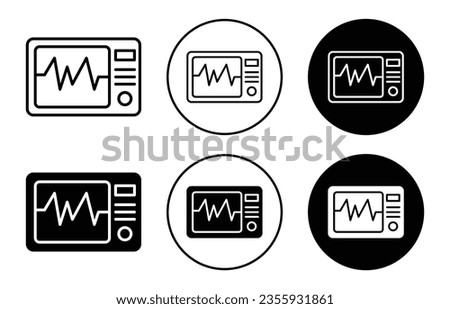 ECG icon set. heart rate ekg screen machine vector symbol. electrocardiogram monitor sign in black filled and outlined style.