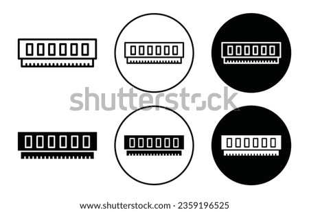 RAM Memory Icon set. laptop or pc ddr random access memory vector symbol in black filled and outlined style.