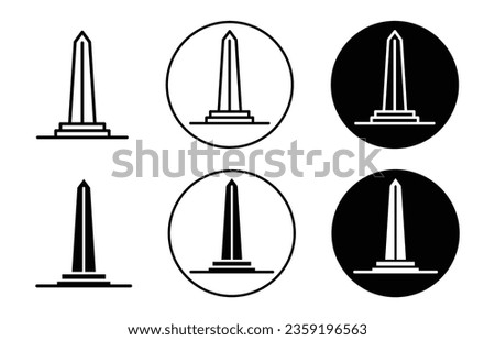 obelisk icon set. egypt egyptian monument argentina vector symbol in black filled and outlined style.