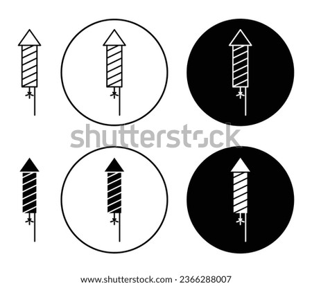Petard, Fireworks Rocket icon set in black filled and outlined style. suitable for UI designs