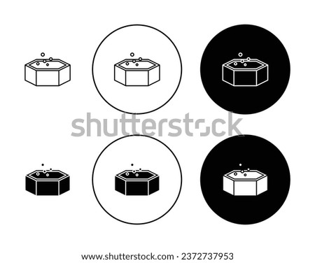 Jacuzzi Line Icon Set. Tub Icon in Black Color. Suitable for Apps and Websites UI Designs.