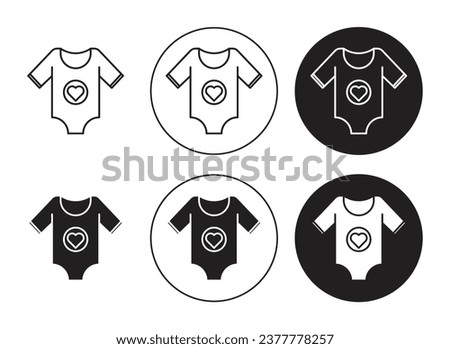 Baby onesie line icon set. Baby bodysuit icon in black color for ui designs.