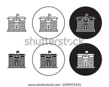 Embassy vector icon set. Municipal hall symbol. Government parliament building sign. Historical American federal icon suitable for apps and websites UI designs.