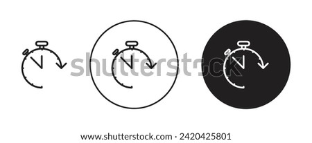 Less Time Vector Illustration Set. Reduce Clock Hourglass and Low Time Sign in Suitable for Apps and Websites UI Design Style.