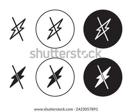 Flash Off Vector Illustration Set. Energy Control sign suitable for apps and websites UI design style.