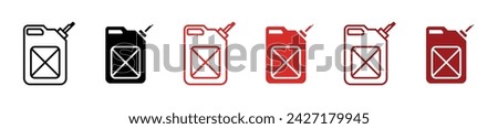 Oil Can Vector Illustration Set. Motor Lubricant and diesel Tank sign suitable for apps and websites UI design.