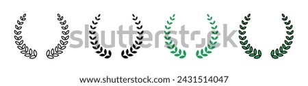 Laurel Wreath Vector Illustration Set. Award Olive Victory Sign Suitable for Apps and Websites UI Design Style.