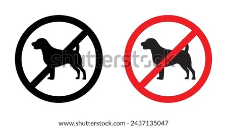 No Dogs Allowed Sign Vector Illustration Set. Paws Off Sign suitable for apps and websites UI design style.