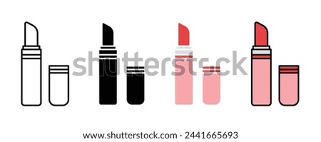 Lipstick vector illustration set. Makeup lip stick icon for UI designs.