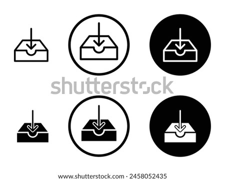 Inbox Icon. Email Tray with Arrow Vector Icon, Mailbox Vector Icon, Save to Device Vector Icon Suitable for Apps and Websites UI Designs.