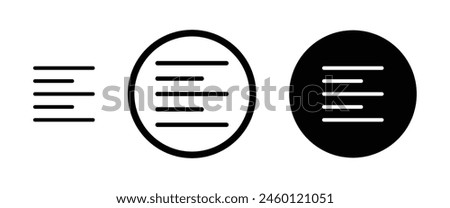 Align Left Icon Set. Font Left Align Vector Button Suitable for Apps and Websites UI Designs.