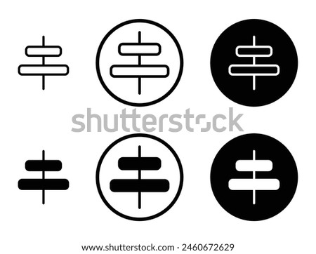 Align center line icon set. Text font typography center align symbol suitable for apps and websites UI designs.