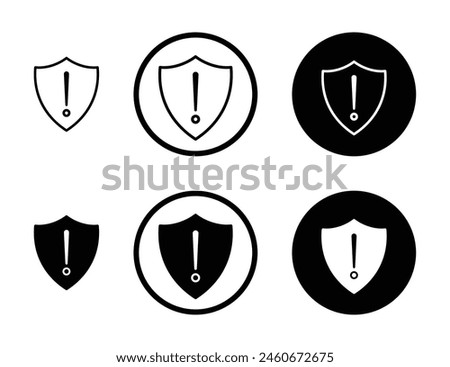 Shield exclamation line icon set. High risk security symbol suitable for apps and websites UI designs.